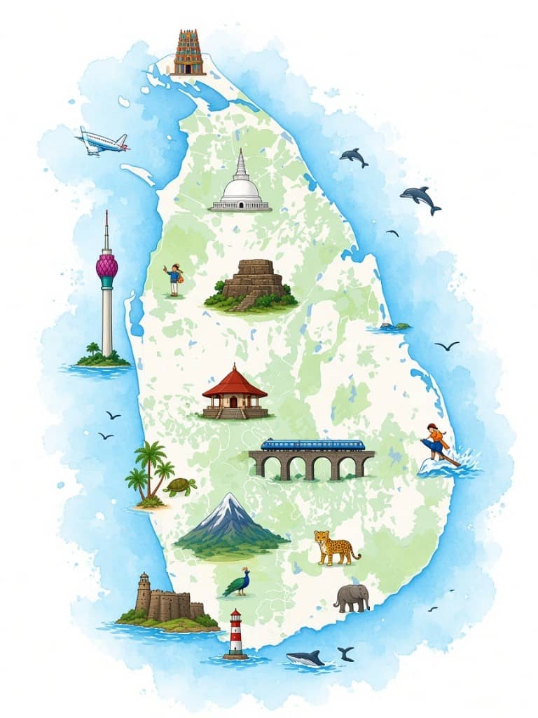 Carte illustrée du Sri Lanka